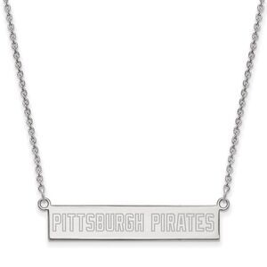 Sterling Silver MLB Pittsburgh Pirates Bar Necklace, 18 Inch
